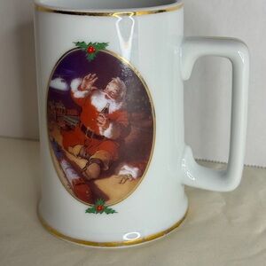 Coca-Cola Santa Mug 1996 Collector Edition Gold Trim Holiday Haddon Sundblom Art